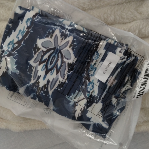 Blue and White Textured Midi Dress with Floral Pattern - Picture 2 of 3